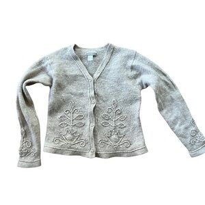 Coldwater Creek Light Gray Embroidered Cardigan